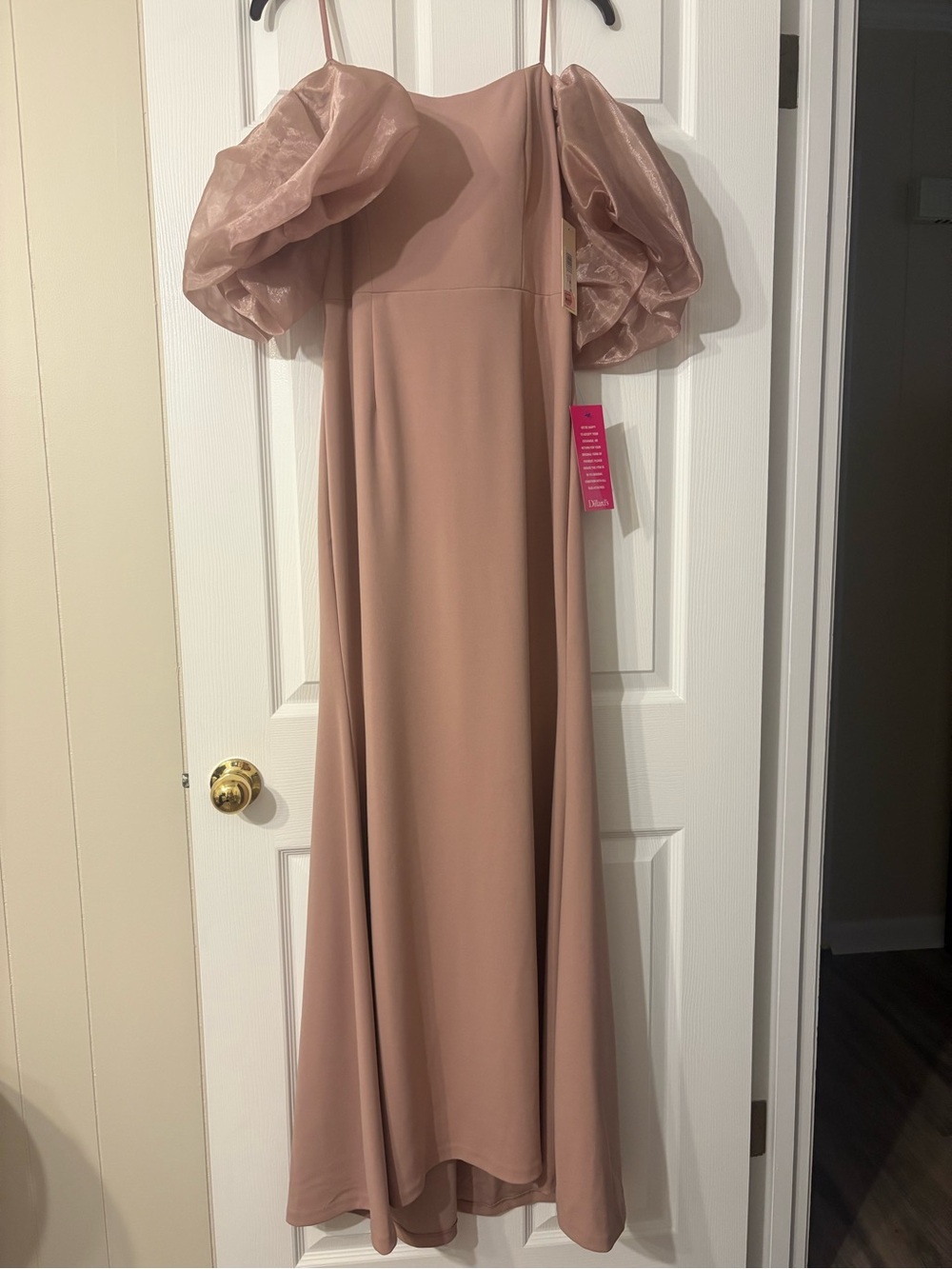 Women’s Blush Pink Puff Sleeve Formal Dress